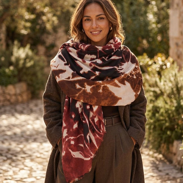 Viola - Lightweight Oversized Bold Tie-Dye Print Shawl Wrap Scarf
