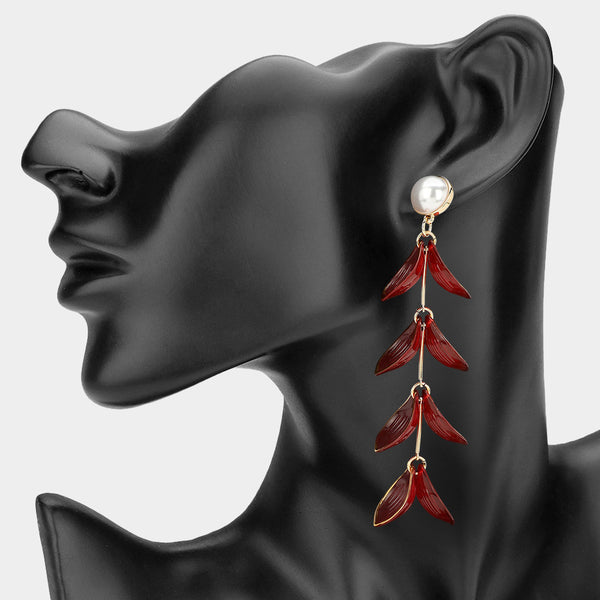 Beatrice - Cascading Leaf Brance Long Drop Earrings
