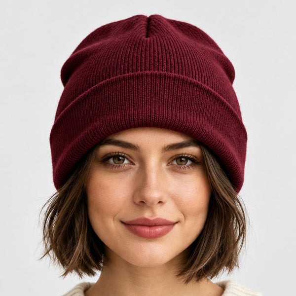 Maia  - Satin Lined Solid Knit Winter Beanie Hat