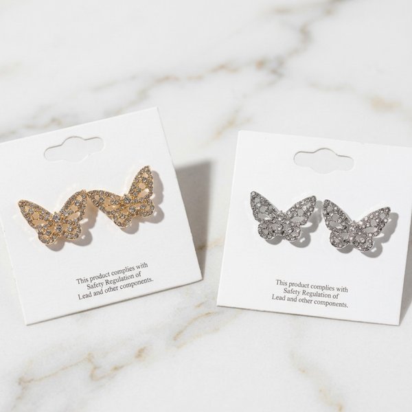 Matilda - Crystal Pave Butterfly Stud Earrings 1