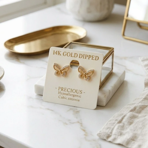 Hart - 14K Gold Dipped Cubic Zirconia Butterfly Stud Earrings