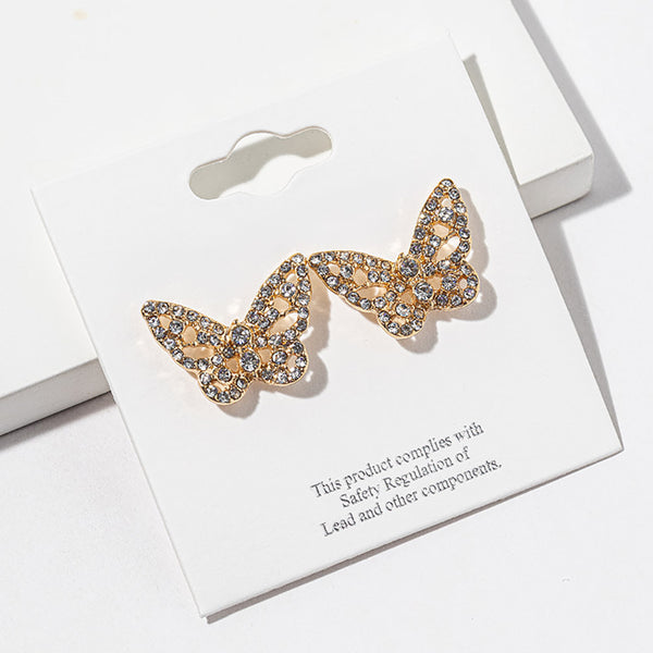 Matilda - Crystal Pave Butterfly Stud Earrings 1