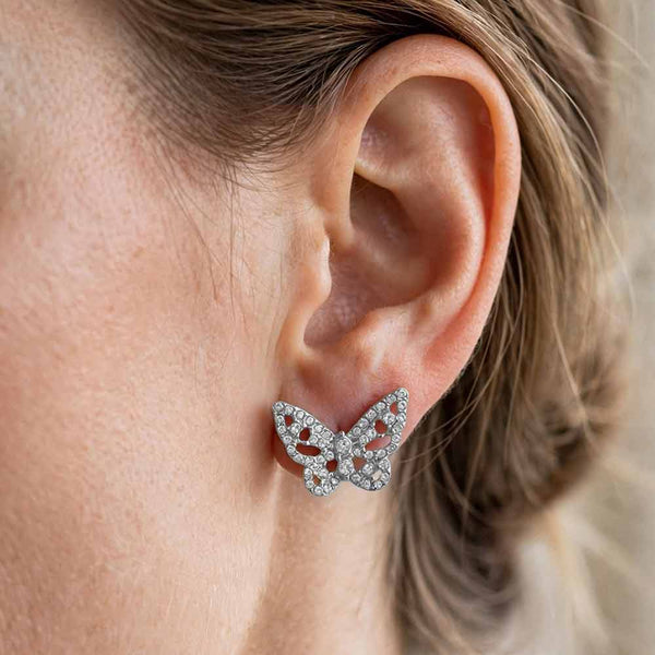Matilda - Crystal Pave Butterfly Stud Earrings 1
