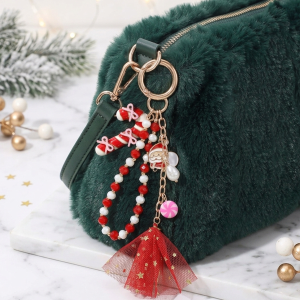 Zadie - Multi Charm Candy Cane Keychain Handbag Charm