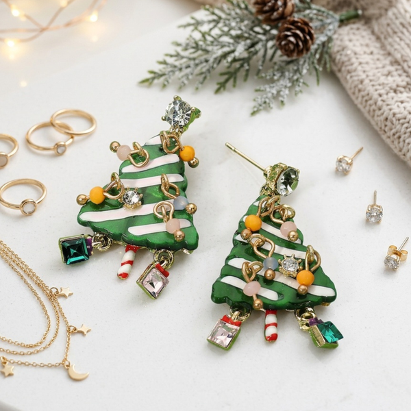 Bronte - Decorative Christmas Tree Earrings