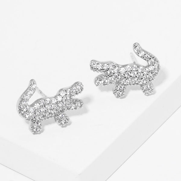 Sariah -  Gold Dipped/White Gold Dipped Alligator Stud Earrings