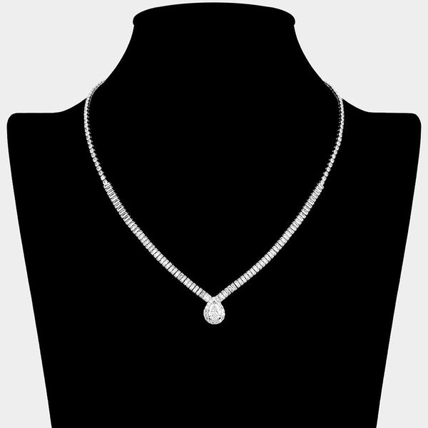 Poppy - Cubic Zirconia Teardroop Pendant Necklace