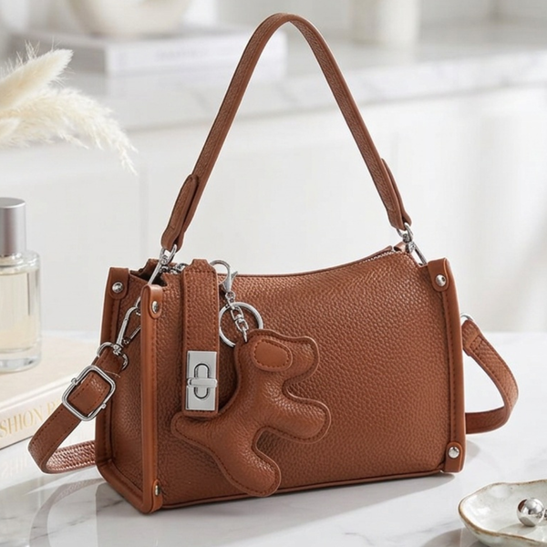Hailey - Faux Leather Dog Bag Charm Mini Shoulder/Crossbody Bag