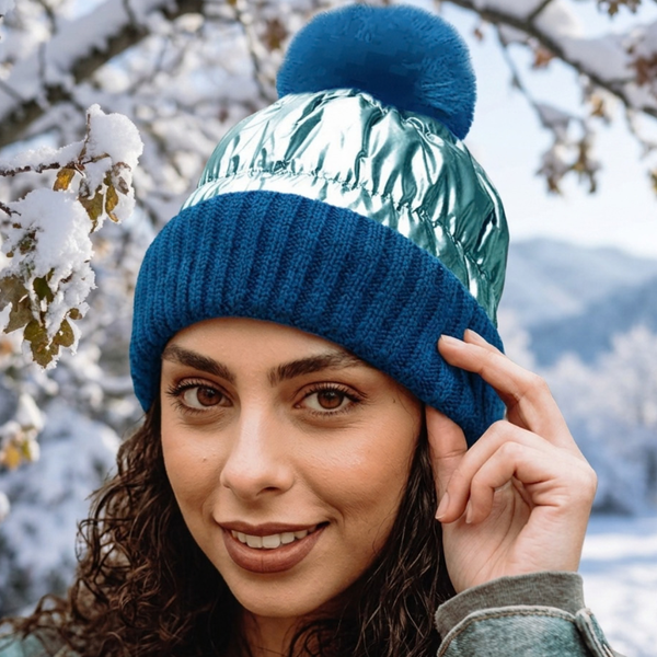 Opal - Fleece Lining Puffer Pom Pom Winter Hat