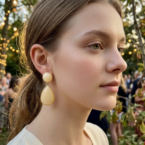 Kienna - Dome Teardrop Dangle Earrings