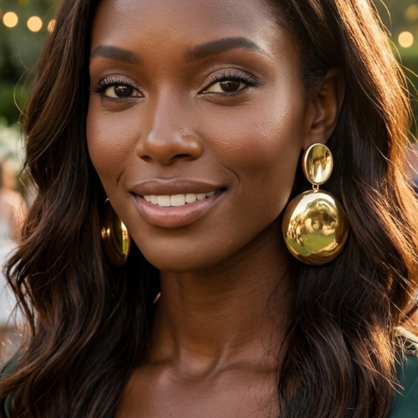 Aida - Organic Shaped Metal Drop Statement Earrings