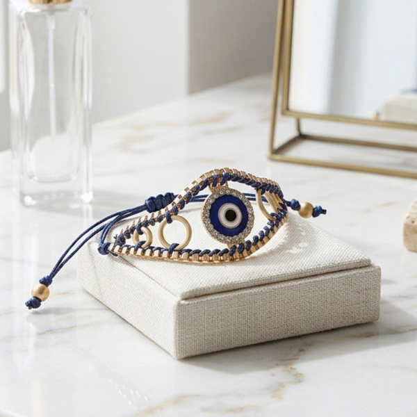 Gracie - Evil Eye Adjustable Pull Tie Bracelet