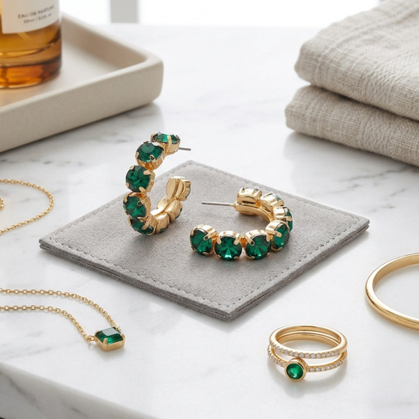 Alice - Faceted Round Stone Hoop Earrings