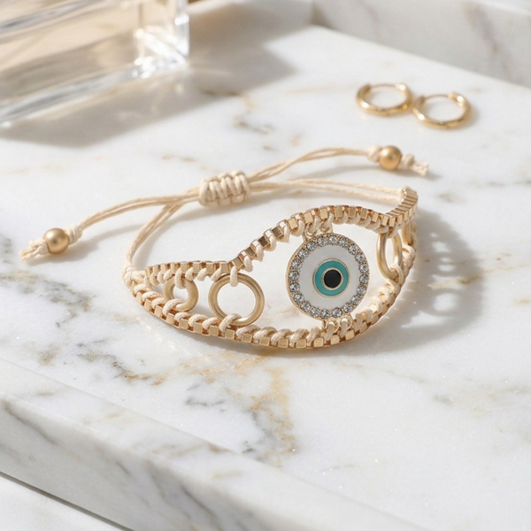 Gracie - Evil Eye Adjustable Pull Tie Bracelet