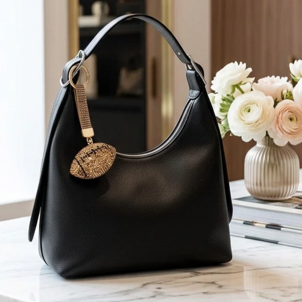 Trinity - Bling Studded Football Charm Bag / Keychain