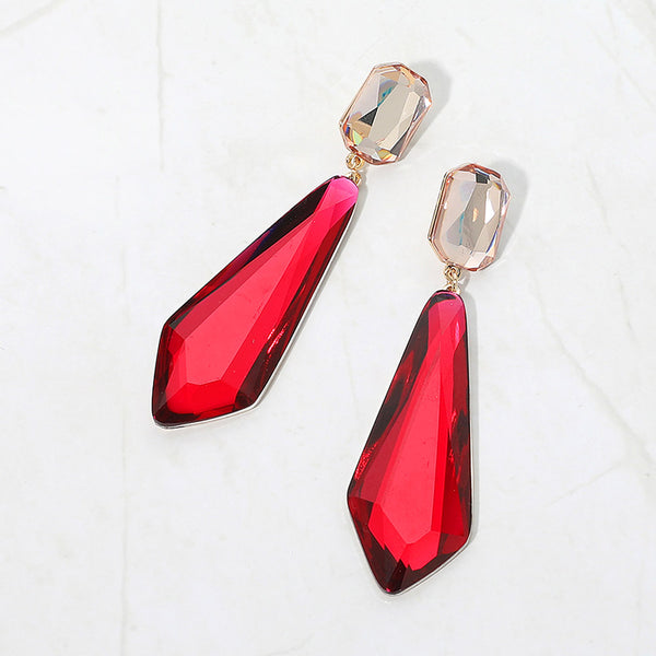 Hailey - Faceted Long Teardrop Statement Earrings