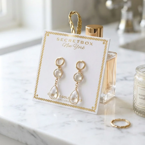 Violetta - Gold Dipped Round Teardrop Drop Earrings