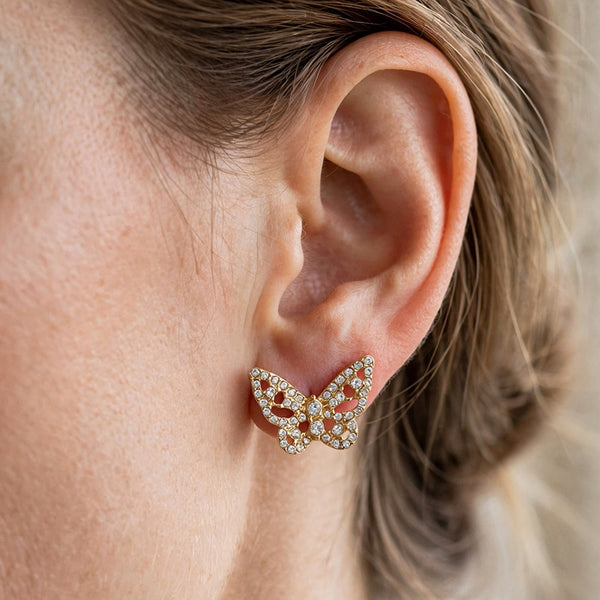 Matilda - Crystal Pave Butterfly Stud Earrings 1