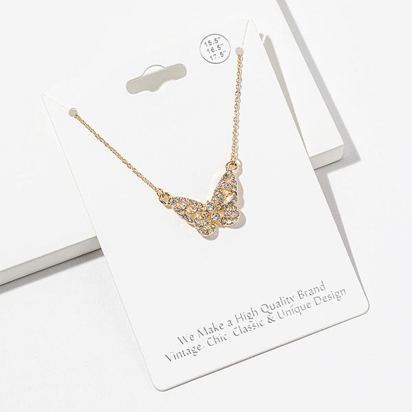 Anacá - Pave Butterfly Pendant Necklace