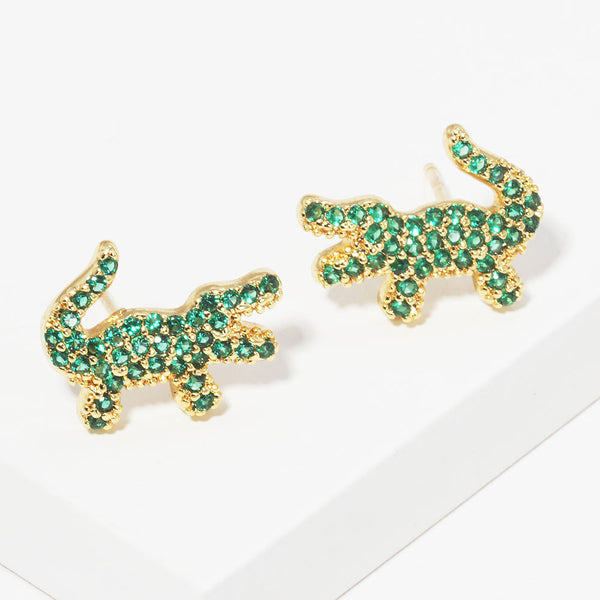 Sariah -  Gold Dipped/White Gold Dipped Alligator Stud Earrings