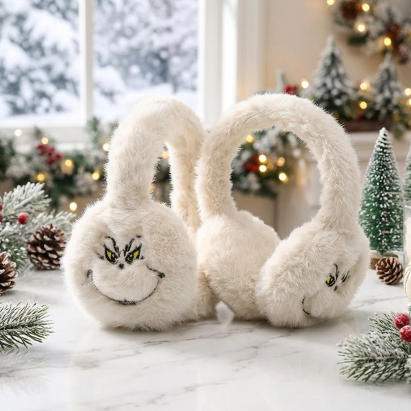 Cynthia - Plush Grinch Embroidered Earmuffs