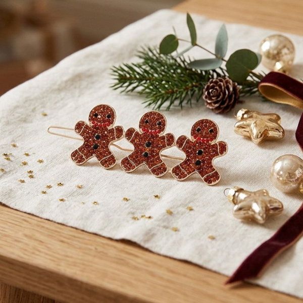 Katrina - Rhinestone Gingerbread Man Hair Clip