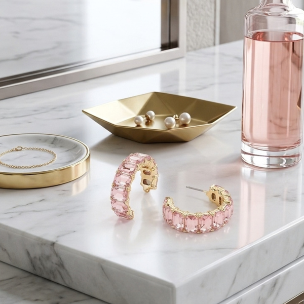 Kehlani  - Faceted Rectangular Gem Hoop Earrings