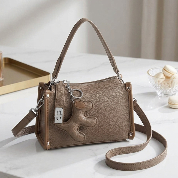 Hailey - Faux Leather Dog Bag Charm Mini Shoulder/Crossbody Bag