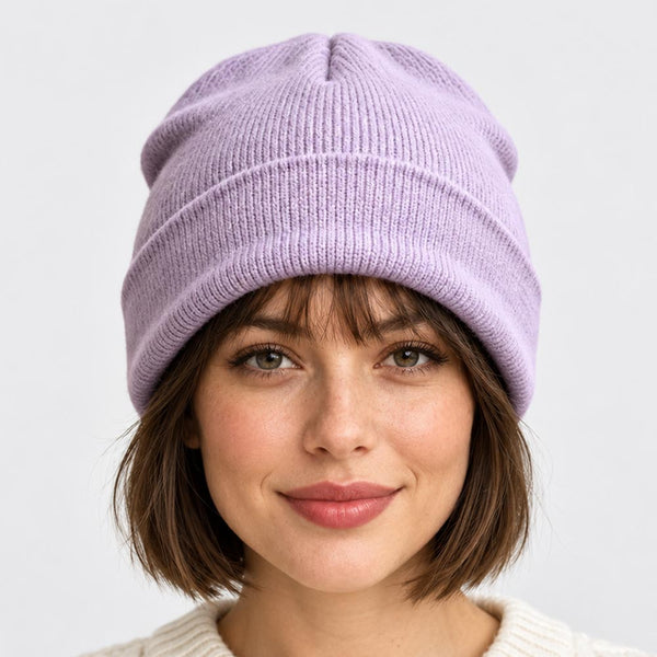 Maia  - Satin Lined Solid Knit Winter Beanie Hat
