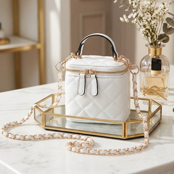 Janet - Quilted Mini Vanity Box Bag