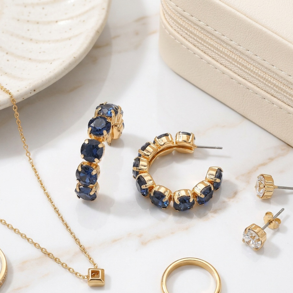 Alice - Faceted Round Stone Hoop Earrings