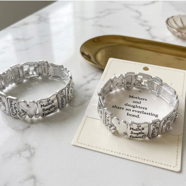 Giulette - Mother Daughter Forever Inspirational Message Heart Charm Bracelet