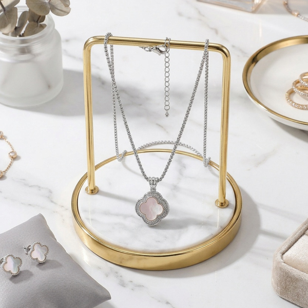 Ilse - 14K Silver Plated Quatrefoil Pendant Necklace