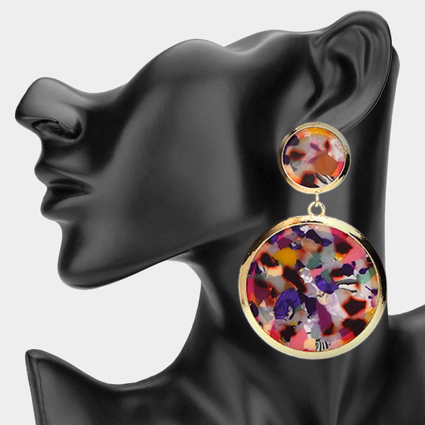 Kylie - Oversized Double Circle Drop Statement Earrings