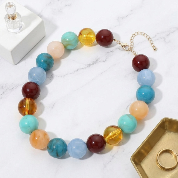 Ariana - Marbled Beaded Necklace