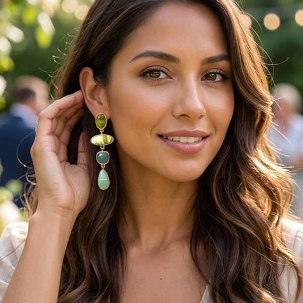 Ember - Multi Resin Pebble Link Statement Earrings
