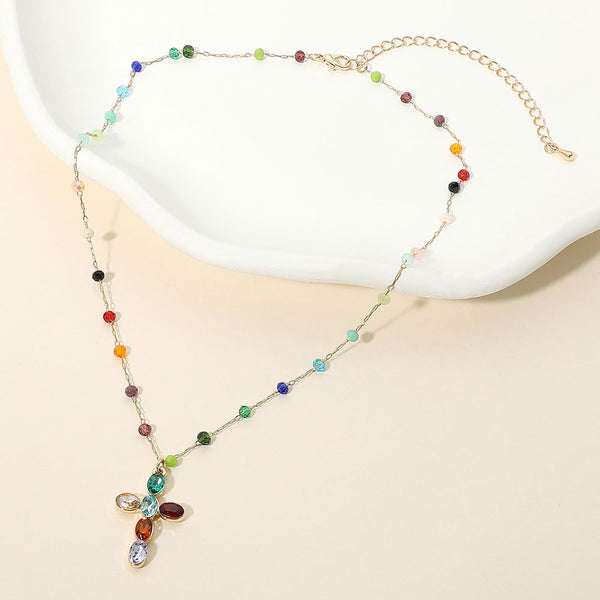 Gracie - Marquise Stone Cross Pendant Necklace