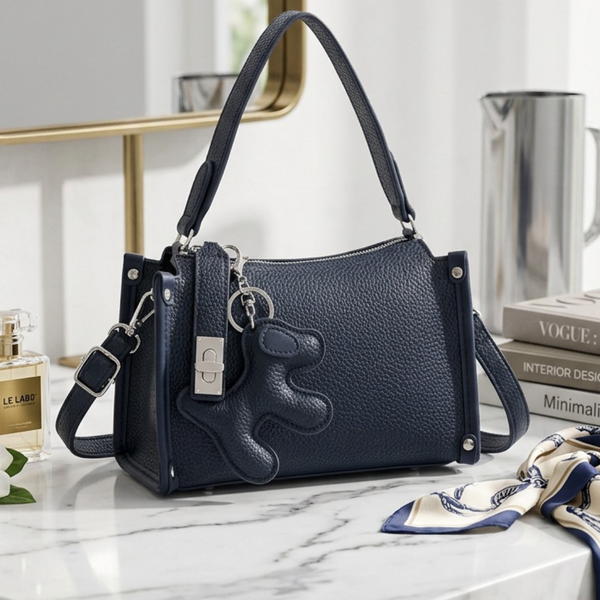 Hailey - Faux Leather Dog Bag Charm Mini Shoulder/Crossbody Bag