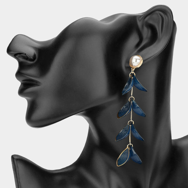 Beatrice - Cascading Leaf Brance Long Drop Earrings