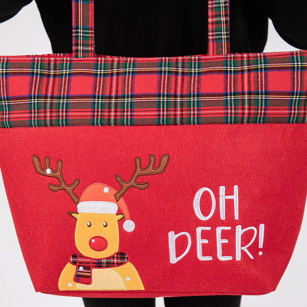 Louella - Oh Deer Reindeer Christmas Tote Bag