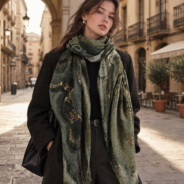 Kit  - Oversized Lightweight Abstract Marble Print Shawl Wrap Scarf