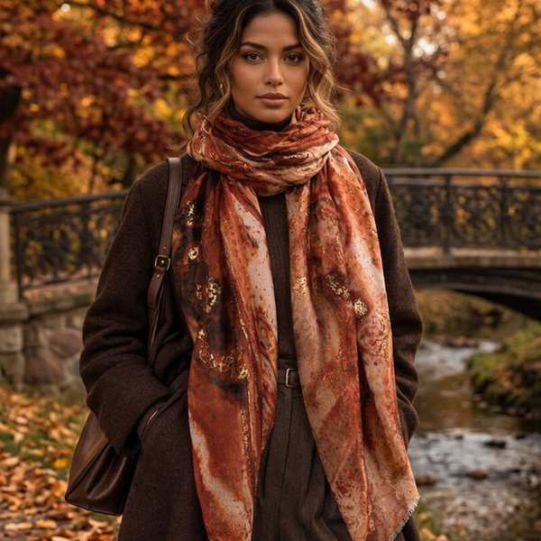 Kit  - Oversized Lightweight Abstract Marble Print Shawl Wrap Scarf