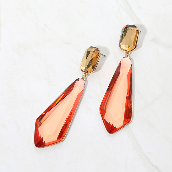 Hailey - Faceted Long Teardrop Statement Earrings