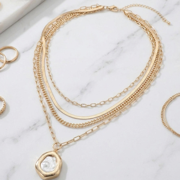 Karina - Layered Pearl Pendant Necklace