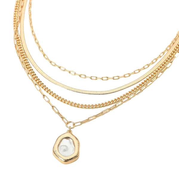 Karina - Layered Pearl Pendant Necklace
