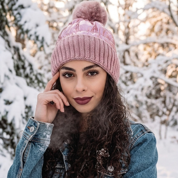 Opal - Fleece Lining Puffer Pom Pom Winter Hat