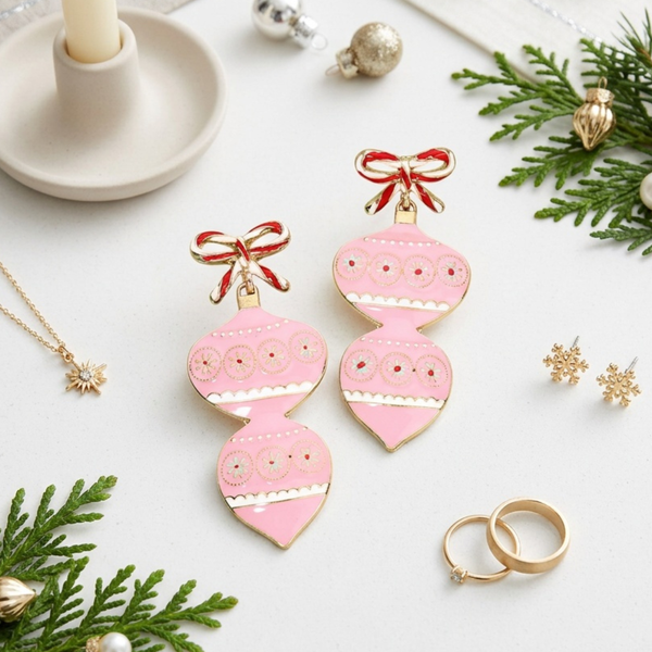 Iris - Bow Top Ornament Drop Earrings