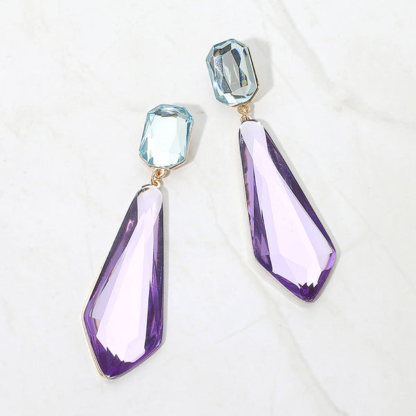 Hailey - Faceted Long Teardrop Statement Earrings