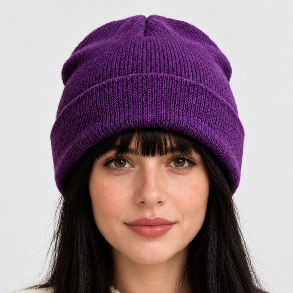 Maia  - Satin Lined Solid Knit Winter Beanie Hat