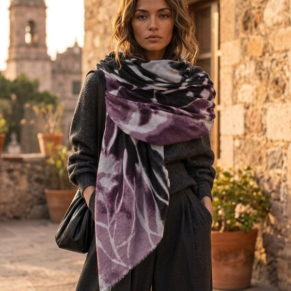 Viola - Lightweight Oversized Bold Tie-Dye Print Shawl Wrap Scarf